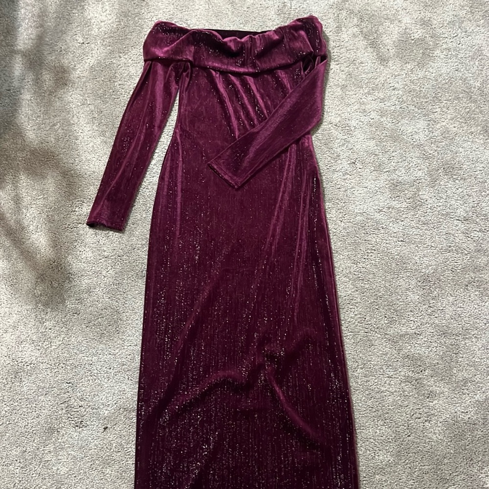 Strapless date night dress velvet material with silver sparkles